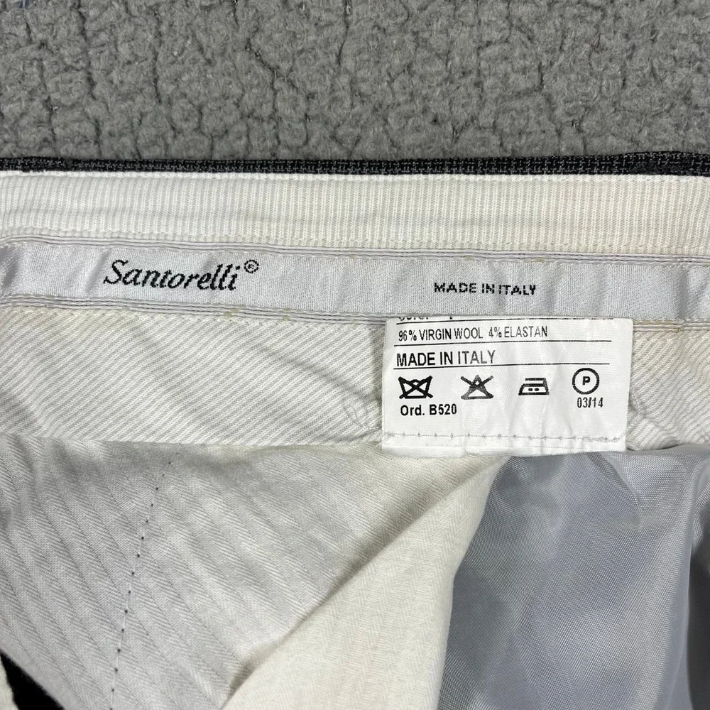 Santorelli Romeo Mens 40 Grey Virgin Wool Flat Front Dress Pants Italy F14T-351